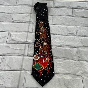 Vintage Addiction Santa Claus reindeer men’s 100% silk necktie